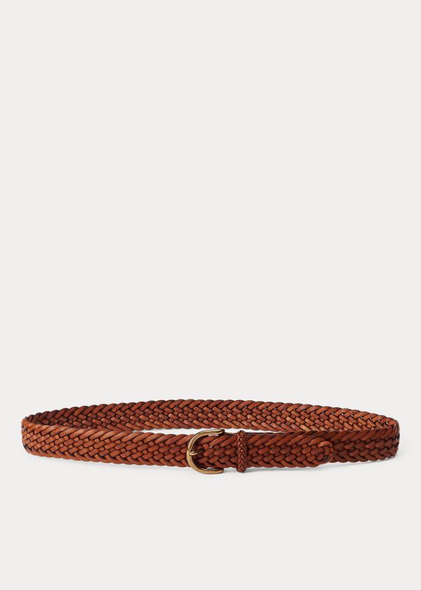 Cinturones Polo Ralph Lauren Mujer Marrom - Braided Vachetta Leather - OZUKX3971